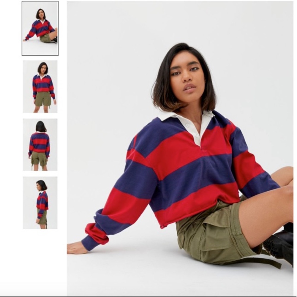 Polo long sleeve crop top